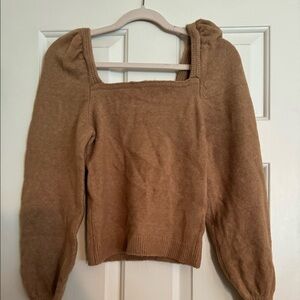 H&M wool puff sleeve khaki sweater. New with tags